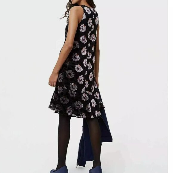 Retro Velvet Floral Art Deco Sleeveless Swing Mini Dress - NWOT - Picture 2 of 16